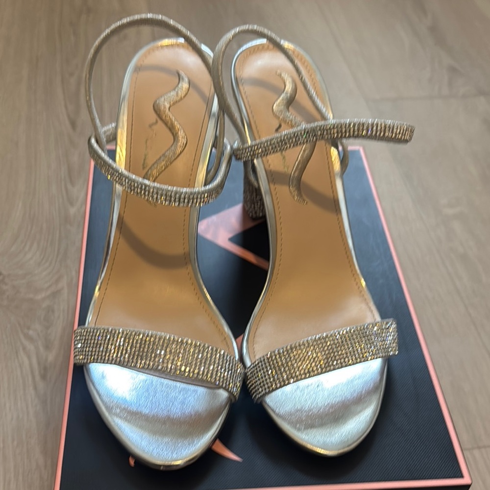 Elegant Silver Strappy Heels